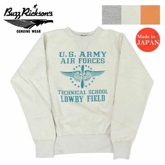 バズリクソンズ BUZZ RICKSON'S 長袖 セットイン クルーネック スウェット プリント "U.S. ARMY AIR FORCES" BR69450
