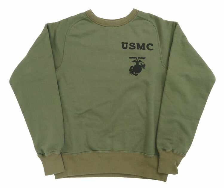 バズリクソンズ BUZZ RICKSON'S 長袖 クルーネック フリーダムスリーブ スウェット プリント "USMC" BR69456