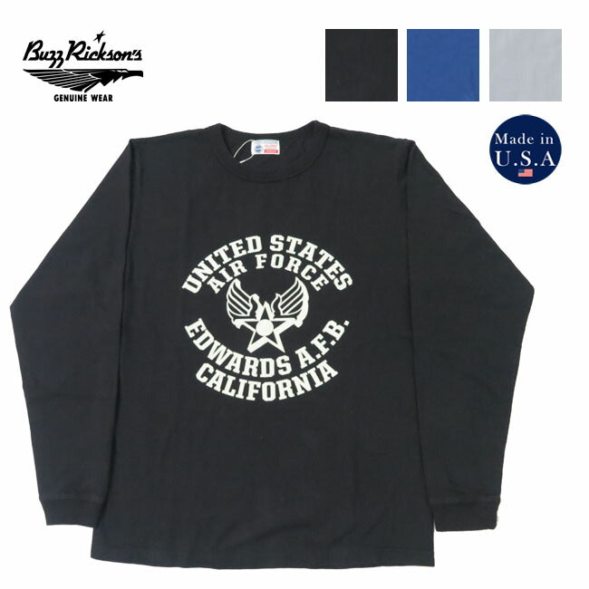 บัซ ริคสันส์ BUZZ RICKSON'S เสื้อยืดแขนยาว พิมพ์ "EDWARDS" ผลิตในสหรัฐอเมริกา BR69508