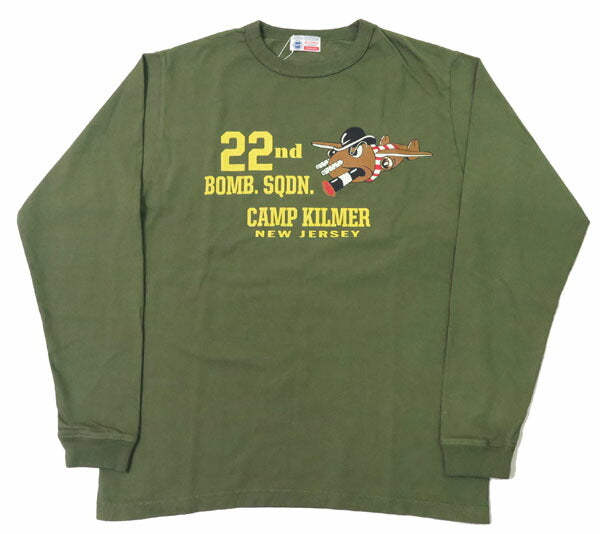 バズリクソンズ BUZZ RICKSON'S 長袖 Tシャツ プリント "22nd BOMB.SQDN" MADE IN USA BR69509