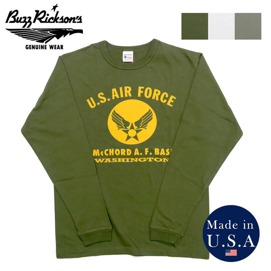 バズリクソンズ BUZZ RICKSON'S 長袖 Tシャツ プリント "U.S. AIR FORCE McCHORD A.F.BASE" MADE IN USA BR69626