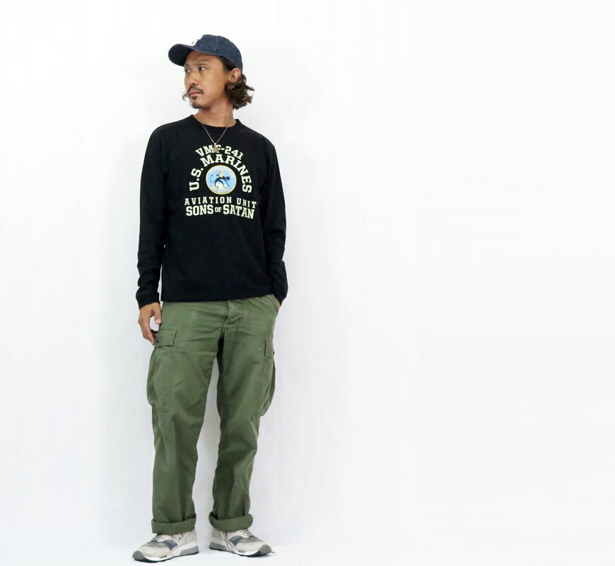 バズリクソンズ BUZZ RICKSON'S 長袖 Tシャツ プリント "VMF-241 SONS OF SATAN" MADE IN USA BR69627