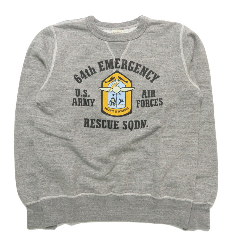 バズリクソンズ BUZZ RICKSON'S セットイン クルーネック スウェット " 64th EMERGENCY RESCUE SQDN" ミリタリー 長袖  BR69635