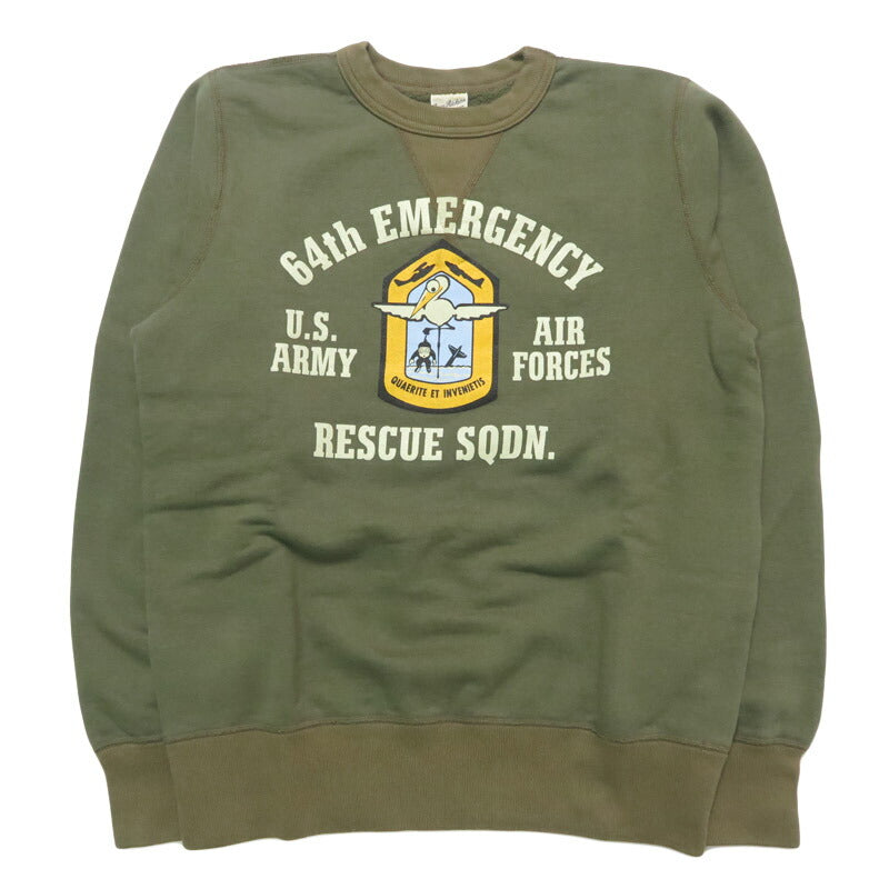 バズリクソンズ BUZZ RICKSON'S セットイン クルーネック スウェット " 64th EMERGENCY RESCUE SQDN" ミリタリー 長袖  BR69635