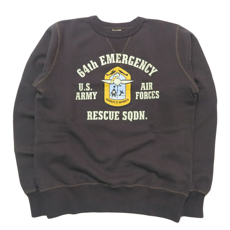 バズリクソンズ BUZZ RICKSON'S セットイン クルーネック スウェット " 64th EMERGENCY RESCUE SQDN" ミリタリー 長袖  BR69635