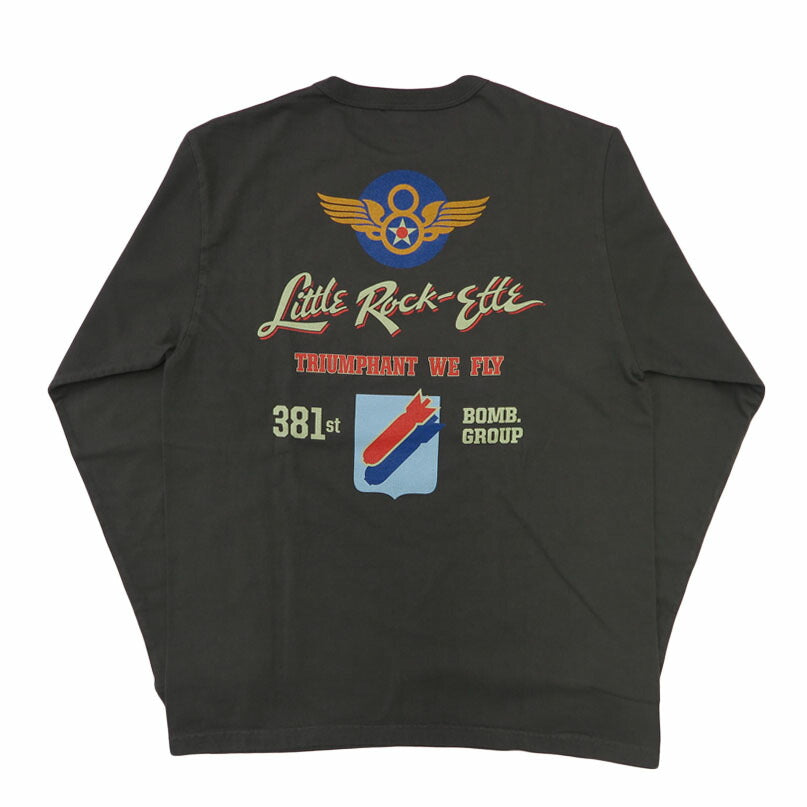 バズリクソンズ BUZZ RICKSON'S 長袖 Tシャツ プリント "381st BOMB.GROUP" MADE IN USA BR69699