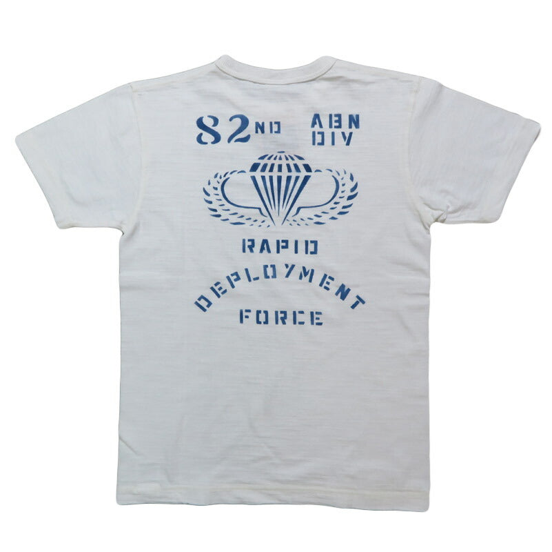 BUZZ RICKSON'S บัซ ริคสันส์ เสื้อยืดแขนสั้นผ้าสแล็บยาร์น พิมพ์ลาย "82nd AIRBORNE DIV." BR79564