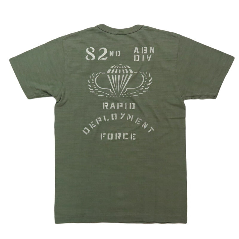 BUZZ RICKSON'S บัซ ริคสันส์ เสื้อยืดแขนสั้นผ้าสแล็บยาร์น พิมพ์ลาย "82nd AIRBORNE DIV." BR79564