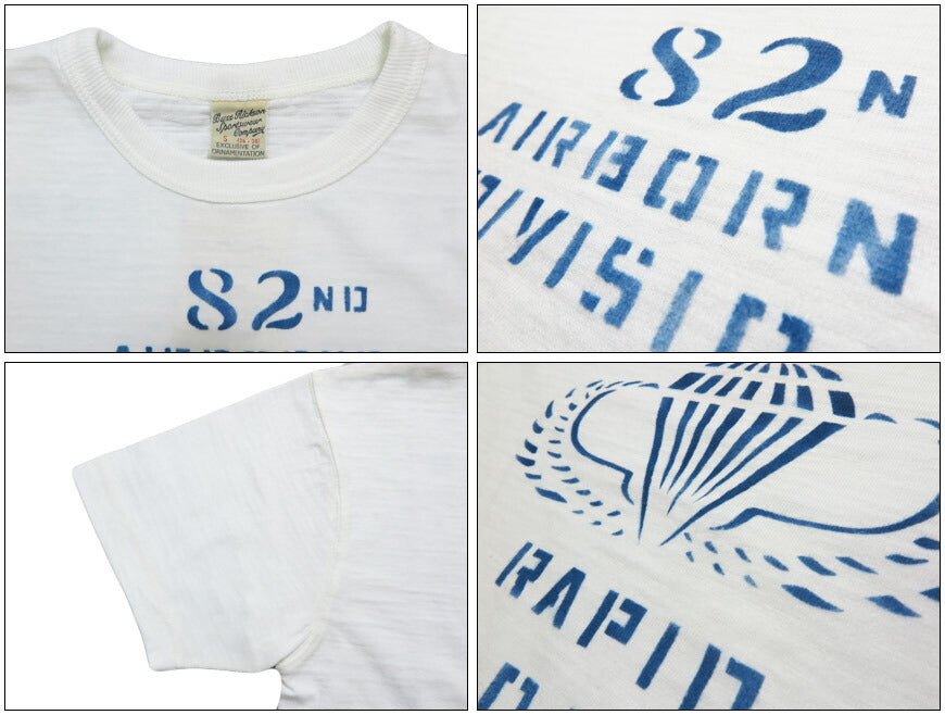 BUZZ RICKSON'S บัซ ริคสันส์ เสื้อยืดแขนสั้นผ้าสแล็บยาร์น พิมพ์ลาย "82nd AIRBORNE DIV." BR79564
