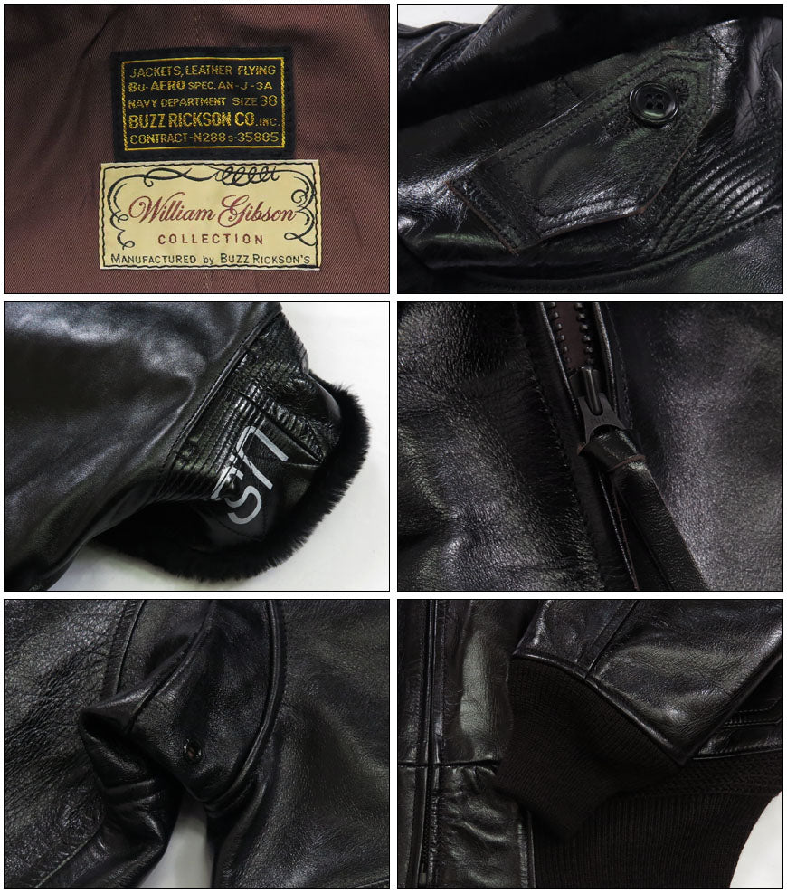 バズリクソンズ Buzz Rickson's WILLIAM GIBSON BLACK AN-J3A ホースハイド ブラック ウィリアムギブソン レザー 馬革 G-1 BR80655