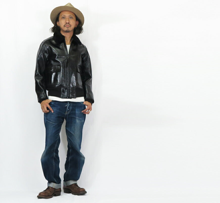 バズリクソンズ Buzz Rickson's WILLIAM GIBSON BLACK AN-J3A ホースハイド ブラック ウィリアムギブソン レザー 馬革 G-1 BR80655
