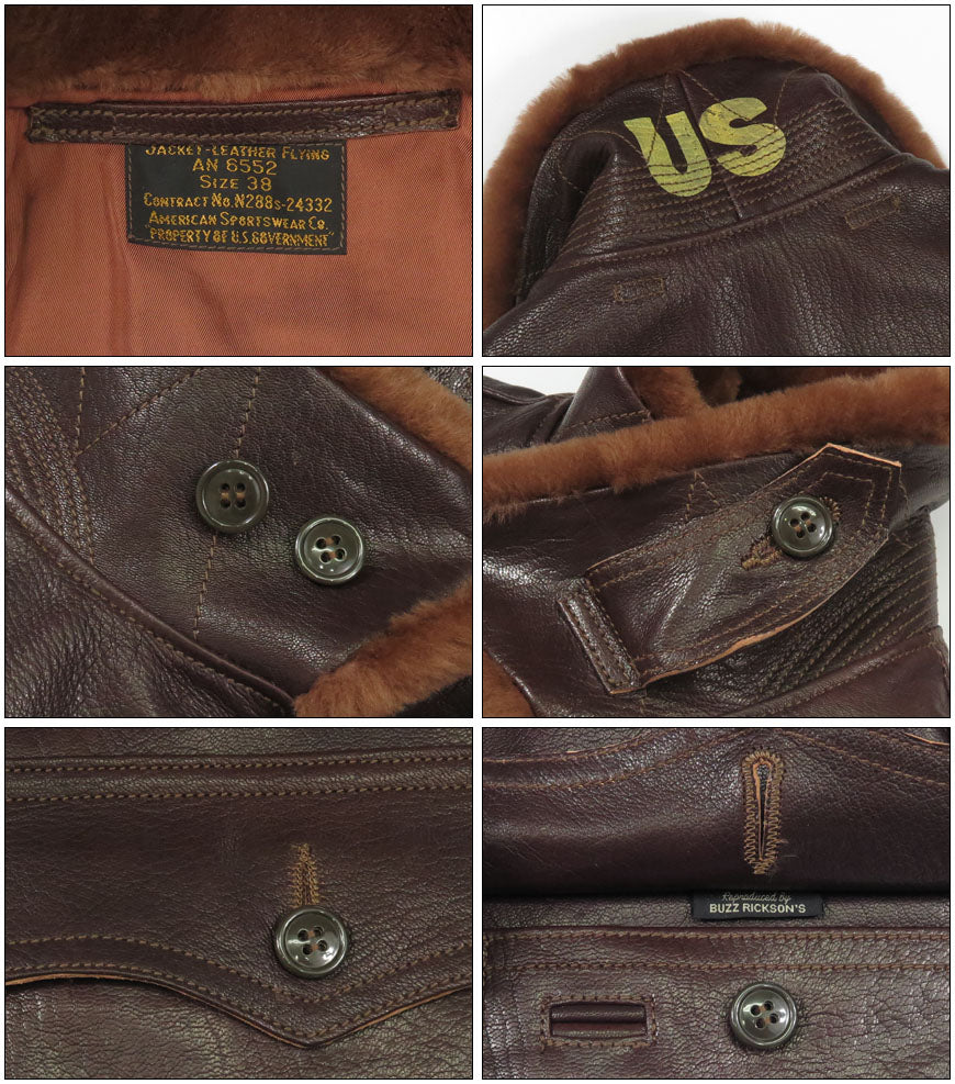 バズリクソンズ Buzz Rickson's Type AN6552 レザー フライトジャケット AMERICAN SPORTSWEAR CO. BR80661