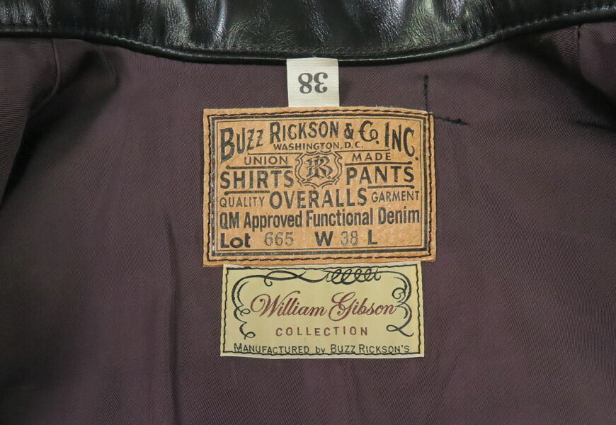 バズリクソンズ Buzz Rickson's ブラック ホースハイド レザー ジャケット 2ndタイプ WILLIAM GIBSON COLLECTION ウィリアムギブソン BR80665
