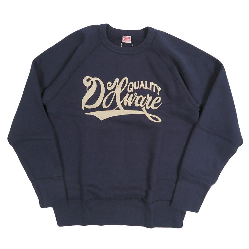 デラックスウェア DELUXEWARE "DX.WARE" 14oz ラグランスウェット ロゴプリント ユニオンスペシャル フラットシーマー BRG-204A【2026年秋冬新作】