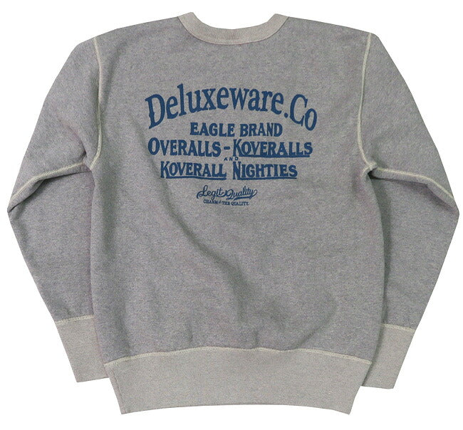 Deluxeware DELUXEWARE Crewneck Sweatshirt Simple Logo Print Union Special Flat Seamer BRGS-24A