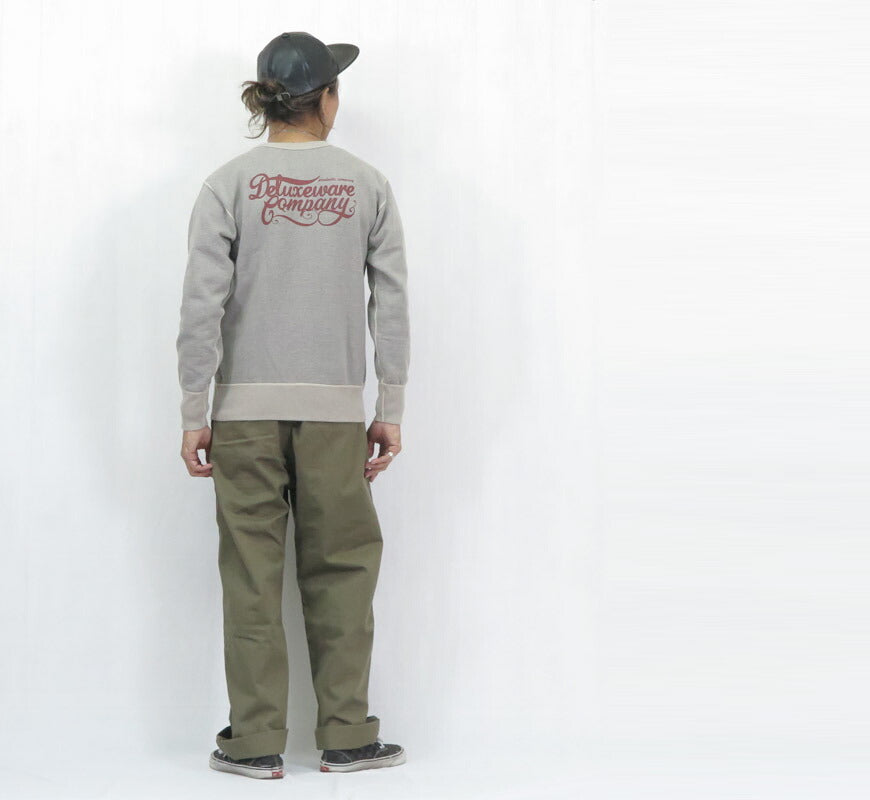 デラックスウェア DELUXEWARE Rundhals Sweatshirt Einfaches Logo Druck Union Special Flachnaht BRGS-25A