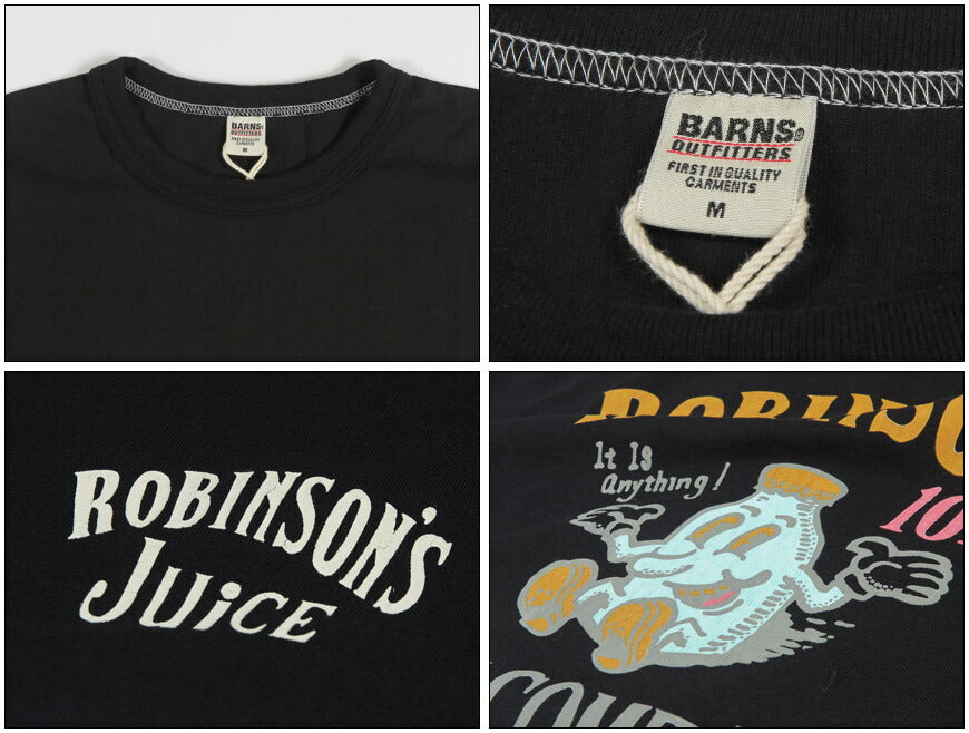 バーンズ BARNS タフネック S/S プリント 半袖 Tシャツ