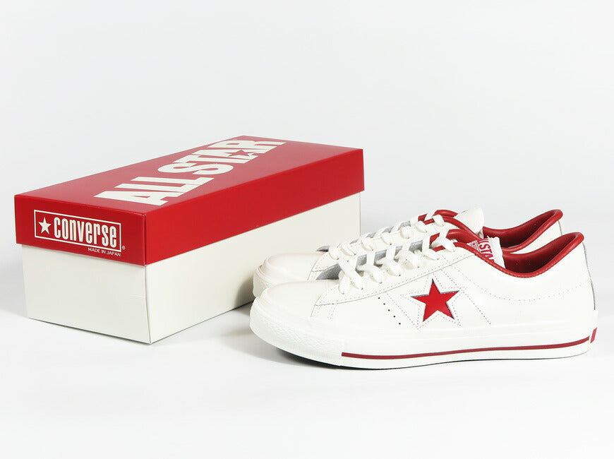 CONVERSE コンバース LEATHER ONE STAR J レザー ワンスター J レザー スニーカー MADE IN JAPAN ホワイト×レッド 32346512 【2026年秋冬新作】