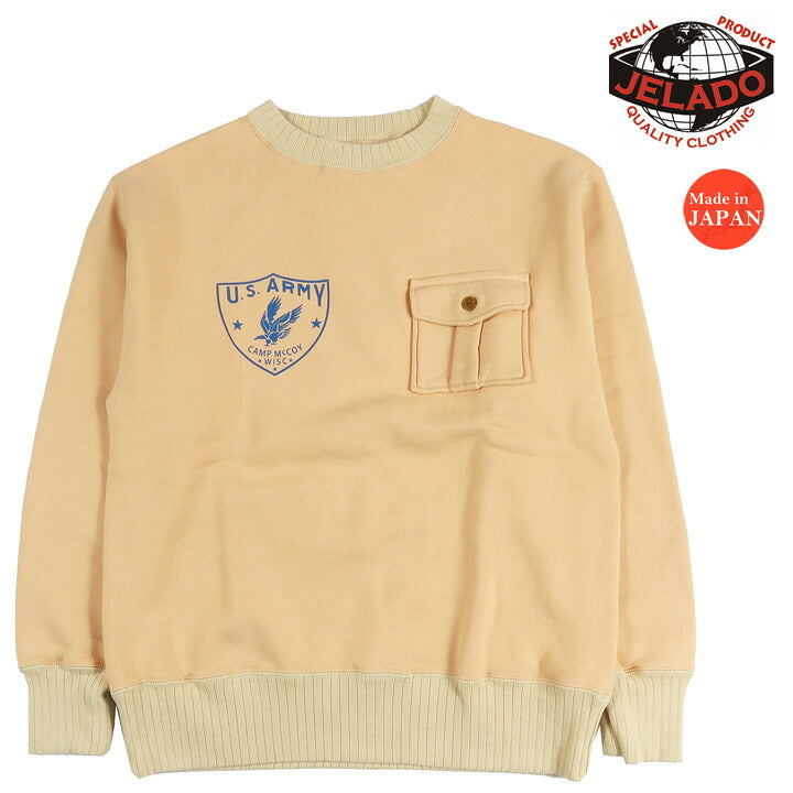 JELADO ジェラード 胸ポケット 針抜きリブ ミリタリー クルーネック スウェット U.S ARMY CAMP McCOY Sweat CT23209 【2026年秋冬新作】