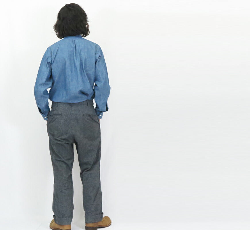 ウェアハウス WAREHOUSE 長袖 スタンドカラー シャンブレー シャツ Duck Digger ダックディガー ノンウォッシュ Lot.3046