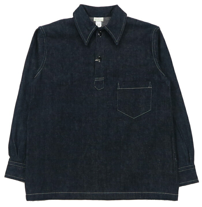 ウェアハウス WAREHOUSE Lot.3063 เสื้อเชิ้ตเดนิมอินดิโก้ 1930's WPA แบบสวมหัว กระเป๋าเดียว เสื้อคลุม DUCK DIGGER ダックディガー