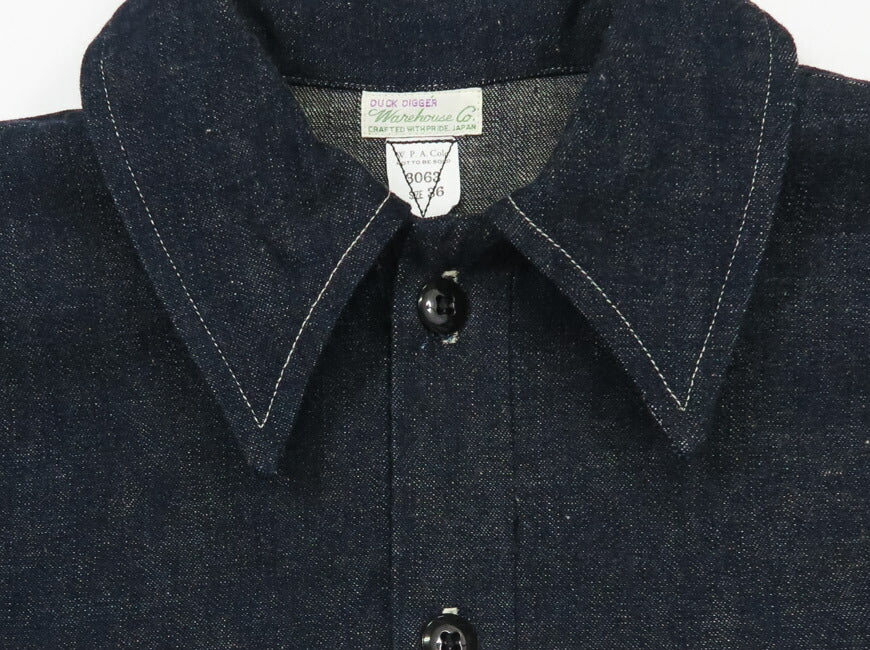 ウェアハウス WAREHOUSE Lot.3063 เสื้อเชิ้ตเดนิมอินดิโก้ 1930's WPA แบบสวมหัว กระเป๋าเดียว เสื้อคลุม DUCK DIGGER ダックディガー