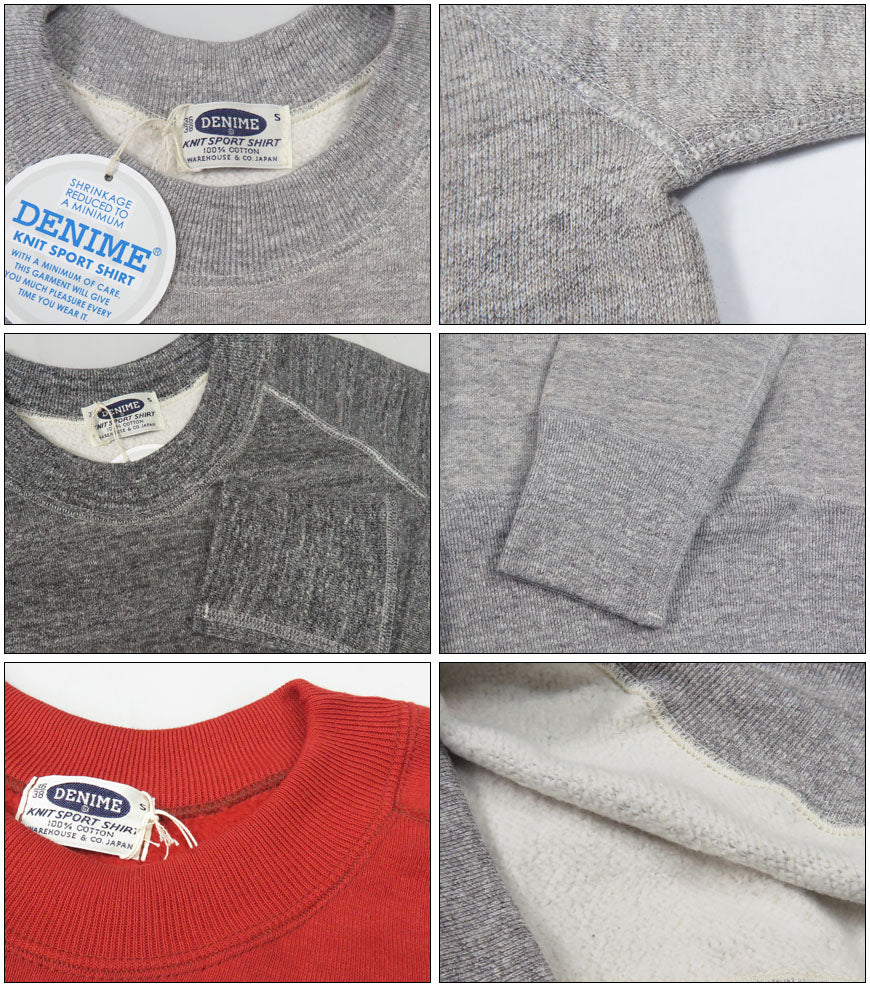 DENIME ドゥニーム 4-Nadel Raglanärmel Rundhals Sweatshirt Flatseam Lot.261 Neue DENIME WAREHOUSE ウェアハウス製