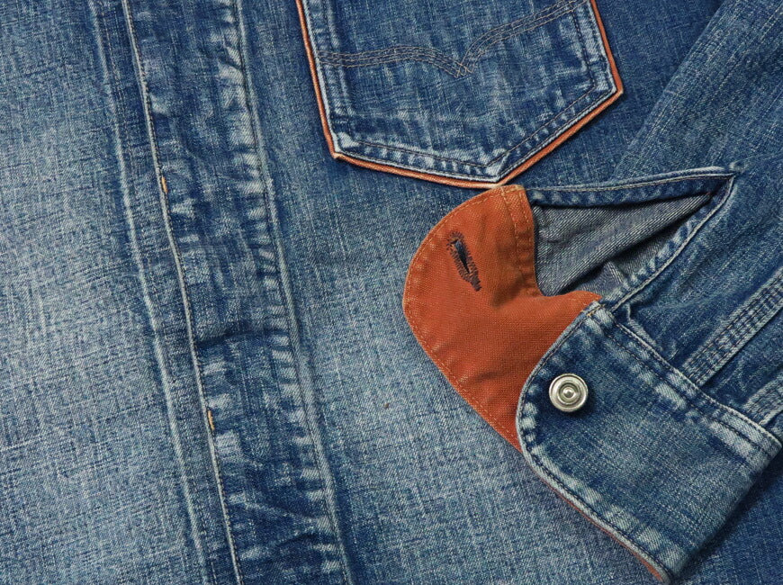 デラックスウェア DELUXEWARE เสื้อเชิ้ตทำงานผ้ายีนส์ 10.5oz ซักล้างแบบยูสวอช ยีนส์ยุค 40s อินดิโก้ 7640AG