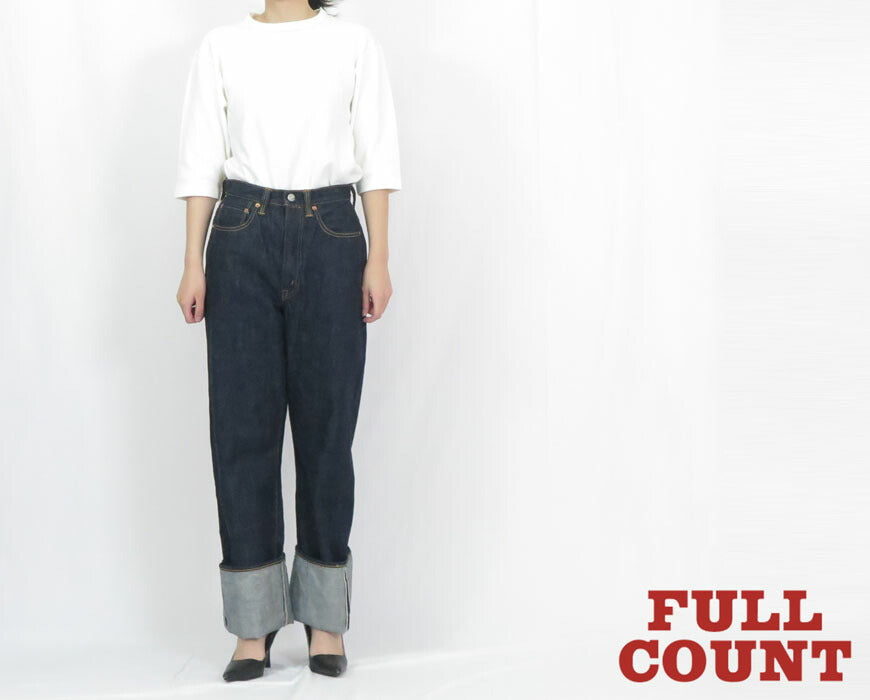 フルカウント Fullcount 13,7oz Selvedge Denim Simbabwe-Baumwolle Weite Gerade Jeans Damen „Monroe“ 0107-21