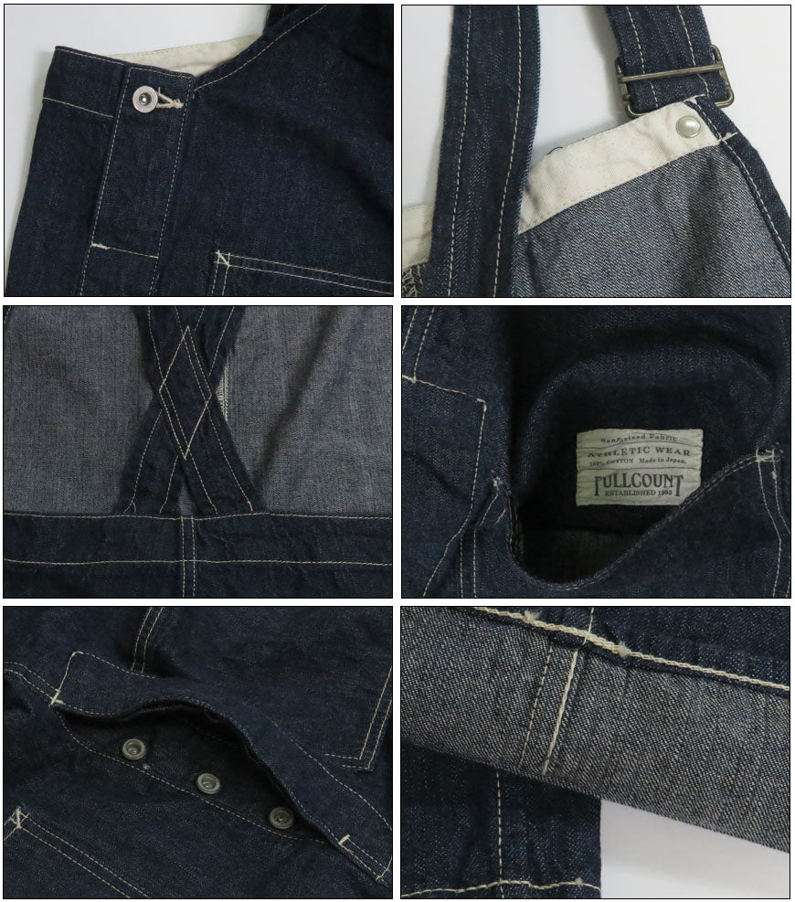 フルカウント FULLCOUNT 1140 กางเกงเอี๊ยมผ้ายีนส์ 11oz สไตล์ต้นศตวรรษที่ 20