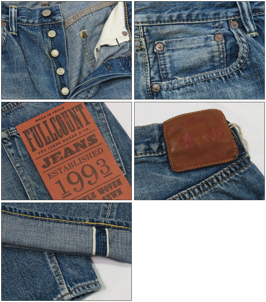 FULLCOUNT 풀카운트 1341-1101SS 진 스트레이트 11.5oz Super Smooth 유즈드 워싱 DARTFORD 짐바브웨 코튼 데님