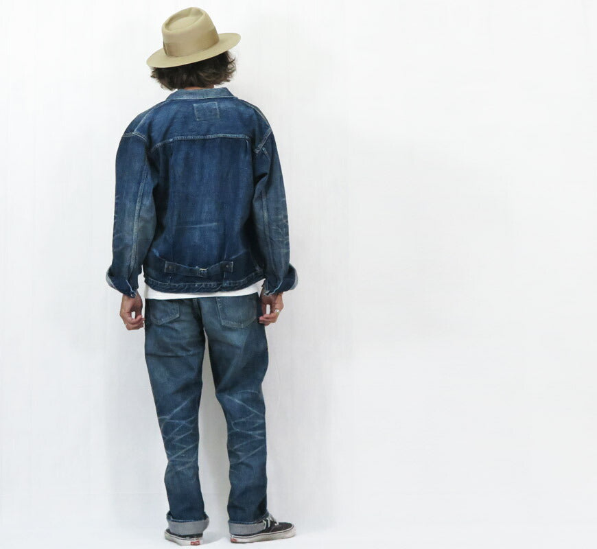 フルカウント FULLCOUNT 1353-S0105 Modèle guerre Jean loose droit coton marron 13.7oz More Than Just Fear denim usé coton sauvage Zimbabwe