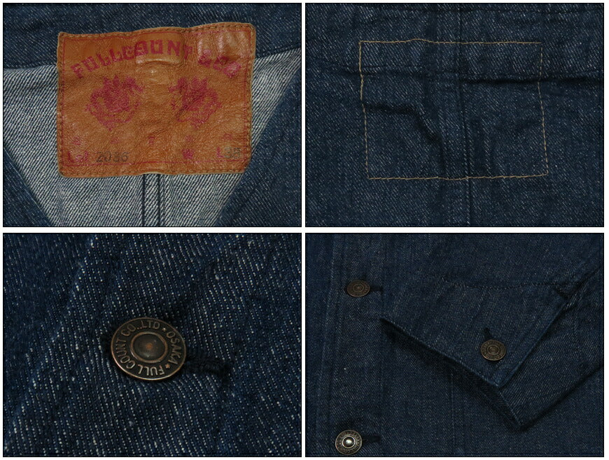 フルカウント FULLCOUNT 13.5oz ยีนส์เดนิมทอซ้าย แจ็กเก็ตวิศวกร คัฟเวอร์ออล 2036