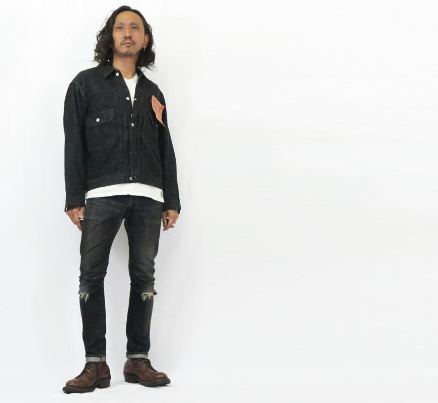 フルカウント FULLCOUNT รุ่นที่ 2 2102BK เสื้อแจ็กเก็ตยีนส์สีดำ 2nd รุ่น 13.7oz ผ้าฝ้ายซิมบับเว
