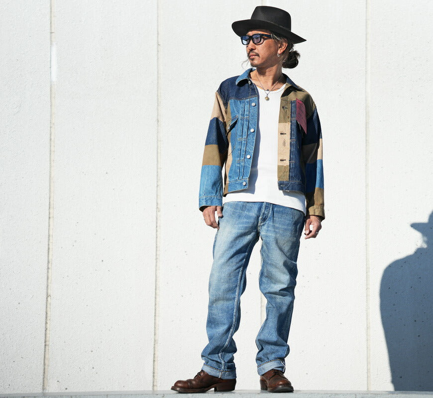 Fullcount FULLCOUNT 2501-2102 13,7oz Second Model Denimjacke CRAZY PATTERN WORKS OF ART SERIES Simbabwe-Baumwolle
