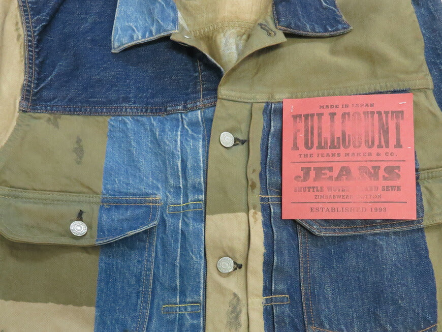 Fullcount FULLCOUNT 2501-2102 13,7oz Second Model Denimjacke CRAZY PATTERN WORKS OF ART SERIES Simbabwe-Baumwolle