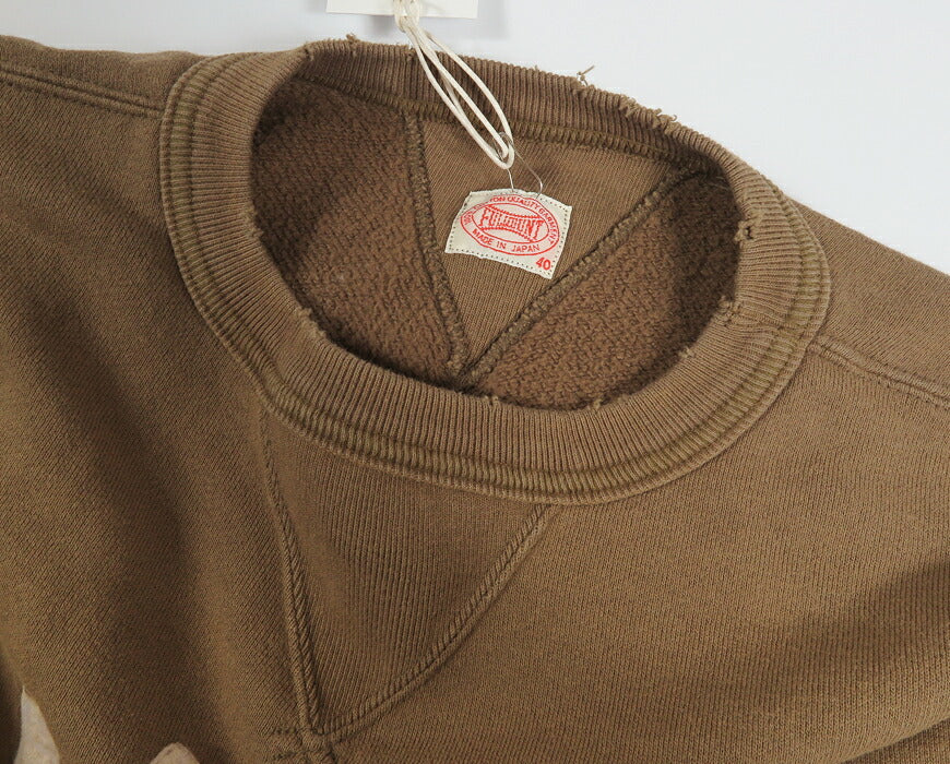 FULLCOUNT verwaschener Crewneck-Sweatshirt mit Used-Effekt, Filzaufnäher LIL' BIT FC3771-1【Neuheit Herbst/Winter 2026】