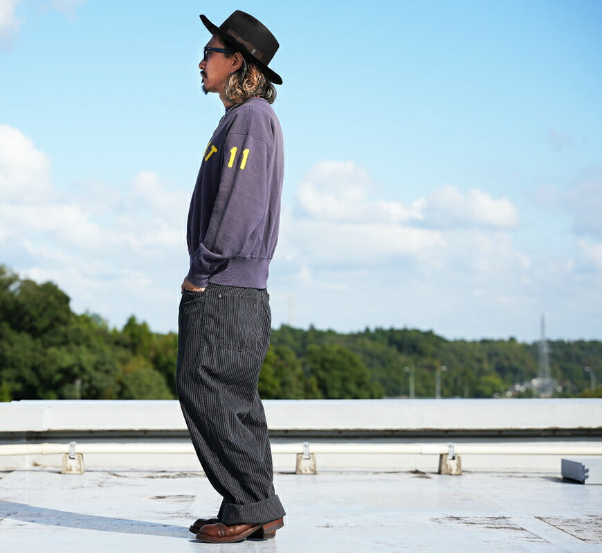 FULLCOUNT verwaschener Crewneck-Sweatshirt mit Used-Effekt, Filzaufnäher LIL' BIT FC3771-1【Neuheit Herbst/Winter 2026】