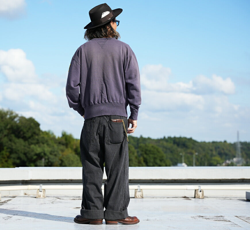 FULLCOUNT verwaschener Crewneck-Sweatshirt mit Used-Effekt, Filzaufnäher LIL' BIT FC3771-1【Neuheit Herbst/Winter 2026】
