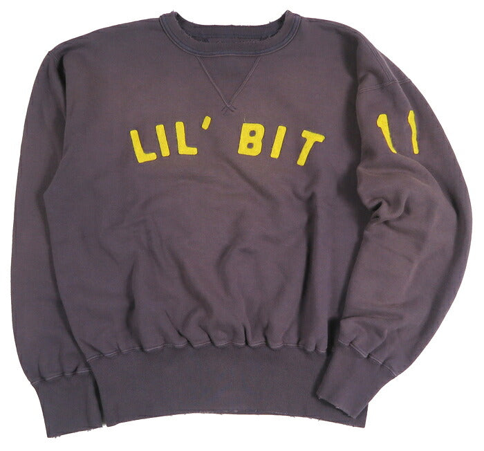 FULLCOUNT verwaschener Crewneck-Sweatshirt mit Used-Effekt, Filzaufnäher LIL' BIT FC3771-1【Neuheit Herbst/Winter 2026】