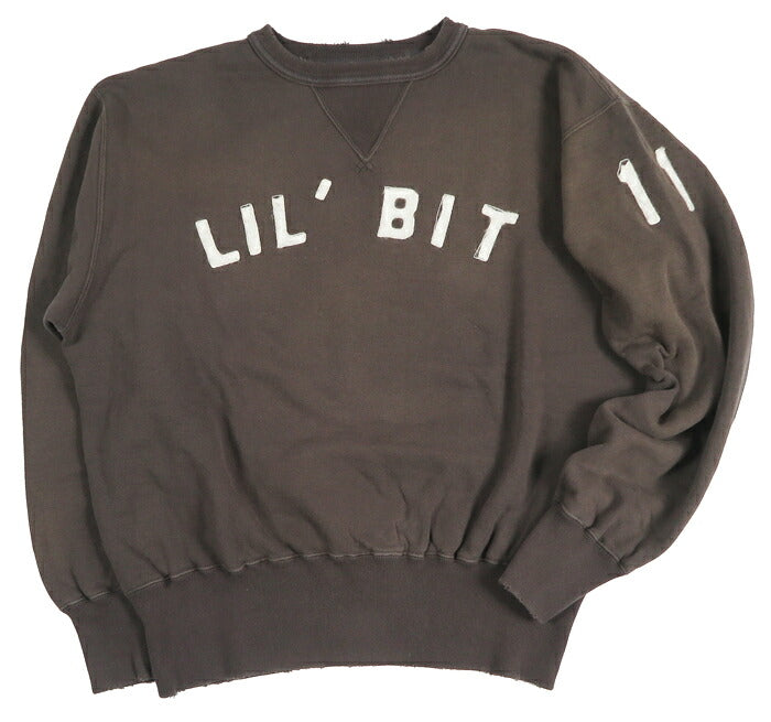 FULLCOUNT verwaschener Crewneck-Sweatshirt mit Used-Effekt, Filzaufnäher LIL' BIT FC3771-1【Neuheit Herbst/Winter 2026】