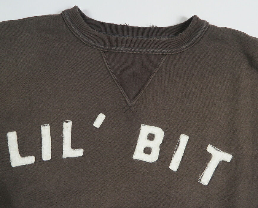 FULLCOUNT verwaschener Crewneck-Sweatshirt mit Used-Effekt, Filzaufnäher LIL' BIT FC3771-1【Neuheit Herbst/Winter 2026】