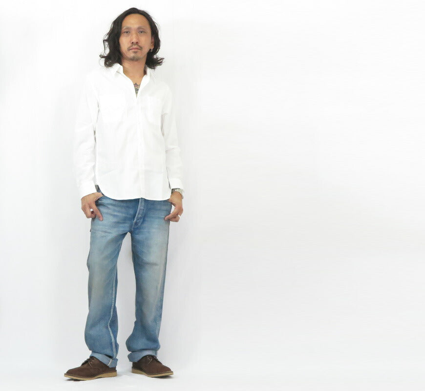 フルカウント FULLCOUNT 5oz chambray lange mouw werkhemd klassiek Lot.4810