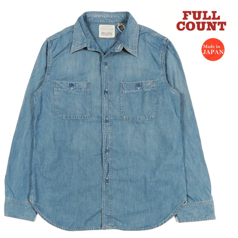 FULLCOUNT フルカウント เสื้อเชิ้ตแขนยาวผ้าชัมเบรย์ 5oz. ล้างเก่า Lot.4810HW-3 【คอลเลกชันฤดูใบไม้ผลิ/ฤดูร้อน 2026】