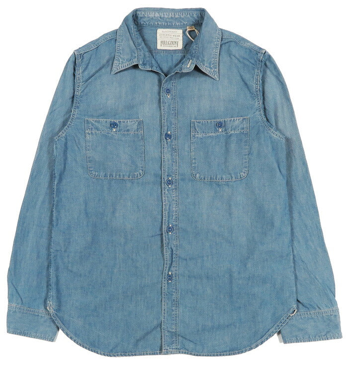 FULLCOUNT フルカウント เสื้อเชิ้ตแขนยาวผ้าชัมเบรย์ 5oz. ล้างเก่า Lot.4810HW-3 【คอลเลกชันฤดูใบไม้ผลิ/ฤดูร้อน 2026】