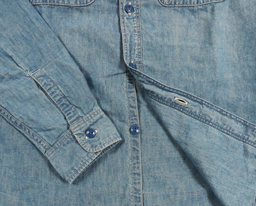 FULLCOUNT フルカウント เสื้อเชิ้ตแขนยาวผ้าชัมเบรย์ 5oz. ล้างเก่า Lot.4810HW-3 【คอลเลกชันฤดูใบไม้ผลิ/ฤดูร้อน 2026】