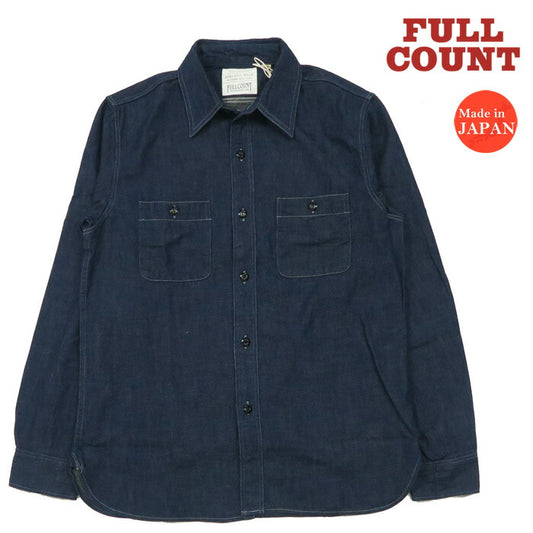 フルカウント FULLCOUNT 8oz PW Denim Langarm Arbeitshemd One-Wash Klassisch Lot.4890