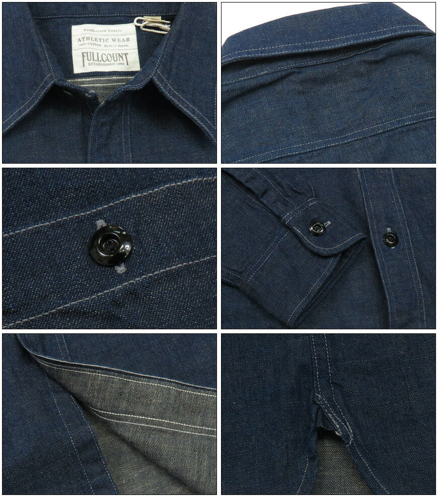 フルカウント FULLCOUNT 8oz PWデニム 長袖 ワーク シャツ ワンウォッシュ 定番 Lot.4890