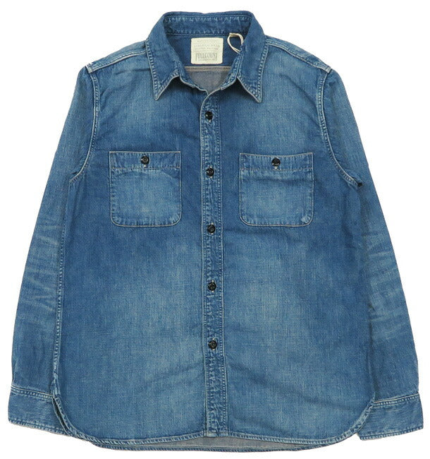 フルカウント FULLCOUNT Camisa de trabajo de manga larga de mezclilla PW 8oz lavado fuerte modelo clásico Lot.4890HW