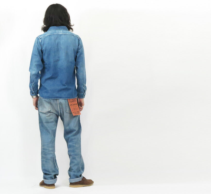 フルカウント FULLCOUNT Camisa de trabajo de manga larga de mezclilla PW 8oz lavado fuerte modelo clásico Lot.4890HW